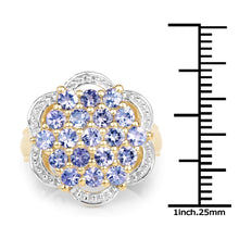 Load image into Gallery viewer, 14K Yellow Gold Plated 1.52 Carat Genuine Tanzanite .925 Sterling Silver Ring