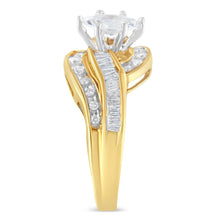 Load image into Gallery viewer, 14KT Two-Toned Gold Marquise, Baguette and Round Cut Diamond Bypass Ring (1 cttw, H-I Color, SI1-SI2 Clarity) (Size 7)