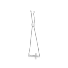 Load image into Gallery viewer, .925 Sterling Silver Diamond Accent Cross Bolo Bracelet (I-J Color, I1-I2 Clarity) - 7"
