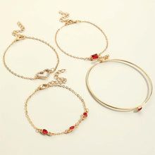 Load image into Gallery viewer, 4pcs Rhinestone Alloy Bracelet Set β Minimalist Heart & Square Design
