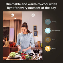 Load image into Gallery viewer, NEW Philips Hue Starter Kit: (3) E26 LED Smart Bulbs (75W) + Smart Button - Adjustable Color and Brightness, Voice Control, Easy Setup