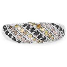 Load image into Gallery viewer, 0.63 Carat Genuine Champagne Diamond, Yellow Diamond & Black Diamond .925 Sterling Silver Ring