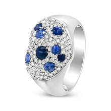 Load image into Gallery viewer, 18K White Gold Blue Sapphire and 5/8 Cttw Diamond Cluster Heart Shaped Ring (F-G Color, VS1-VS2 Clarity) - Size 7.5