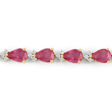 Load image into Gallery viewer, 9.33 Carat Genuine Ruby and White Diamond 14K Yellow Gold Bracelet