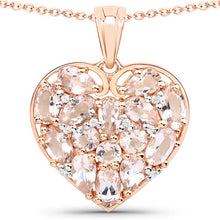 Load image into Gallery viewer, 2.95 Carat Genuine Morganite and White Zircon .925 Sterling Silver Pendant
