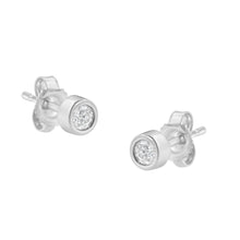 Load image into Gallery viewer, 10K White Gold 0.15 Cttw Round Brilliant-Cut Near Colorless Diamond Bezel-Set Stud Earrings (H-I Color, I1-I2 Clarity)