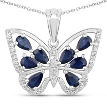 Load image into Gallery viewer, 1.67 Carat Genuine Blue Sapphire and White Zircon .925 Sterling Silver Pendant