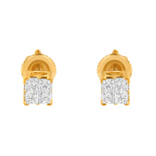 Load image into Gallery viewer, 10KT Yellow Gold Princess Diamond Stud Earring (1/4 cttw, J-K Color, I1-I2 Clarity)