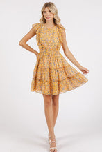 Load image into Gallery viewer, New Summer Ditsy Floral Print Ruffle Chiffon Mini Dress β Fluttering, Playful and Feminine Dress with Ruffle Details and Soft Chiffon Fabric