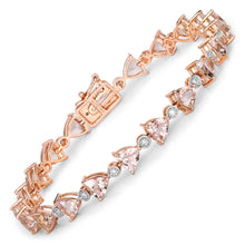 Load image into Gallery viewer, 7.56 Carat Genuine Morganite and White Diamond 14K Rose Gold Bracelet