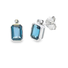Load image into Gallery viewer, London Blue Topaz Diamond Stud Earrings 10KT White Gold