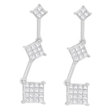 Load image into Gallery viewer, 14K White Gold 1 cttw Princess Cut Diamond Earrings (G-H, VS1-VS2)