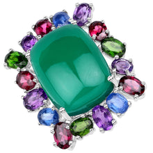 Load image into Gallery viewer, 26.67 Carat Genuine Multi Stones .925 Sterling Silver Ring