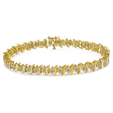 Load image into Gallery viewer, 10K Yellow Gold Plated .925 Sterling Silver 7.0 cttw 2-Prong Set Round Brilliant Cut Diamond "S" Link Bracelet (J-K color, I1-I2 clarity) - 7"