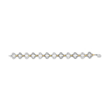 将图片加载到图库查看器,.925 Two-tone Sterling Silver 1/10 Cttw Natural Round Diamond Fashion Tennis Bracelet (I-J Color, I1-I2 Clarity) - 7"