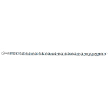 Load image into Gallery viewer, .925 Sterling Silver 16.0 Cttw Oval Blue Topaz and Diamond Accent Tennis X Link Bracelet (I-J Color, I1-I2 Clarity) - Size 7" Inch