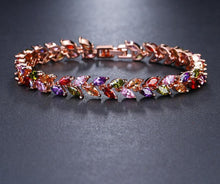 将图片加载到图库查看器,Luxury Diamond Shiny Fashion Charm AAA Cubic White Zircon Four Colors Leaf Jewelry Bracelets For Woman Elegance Wedding Party Gift