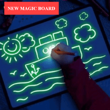 Load image into Gallery viewer, A3 A4 A5 Kids Luminous Drawing Board with Light-Fun Magic Sketchpad Draw Tablet Fluorescent Pen Russian English Light Up Toys