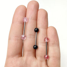 Load image into Gallery viewer, Pink Glitter Acrylic Ball Barbell Tongue Ring