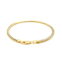 Load image into Gallery viewer, Two-Toned Fine Wheat Chain Bracelet in 10k Yellow and White Gold