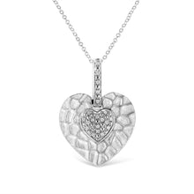 将图片加载到图库查看器,.925 Sterling Silver Pave-Set Diamond Accent Heart Shape 18" Pendant Necklace (I-J Color, I1-I2 Clarity)