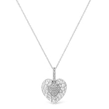 将图片加载到图库查看器,.925 Sterling Silver Pave-Set Diamond Accent Heart Shape 18" Pendant Necklace (I-J Color, I1-I2 Clarity)
