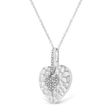 将图片加载到图库查看器,.925 Sterling Silver Pave-Set Diamond Accent Heart Shape 18" Pendant Necklace (I-J Color, I1-I2 Clarity)