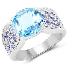 Load image into Gallery viewer, 4.77 Carat Genuine Blue Topaz and Tanzanite .925 Sterling Silver Ring