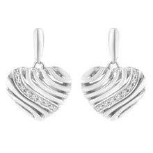 Load image into Gallery viewer, Sterling Silver Heart Diamond Accent Puff Earrings (I-J, I1-I2)