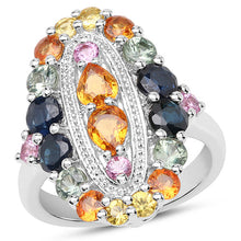 Load image into Gallery viewer, 3.84 Carat Genuine Multi Sapphire .925 Sterling Silver Ring