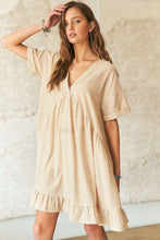 Load image into Gallery viewer, Ruffled Hem Striped V-Neck Babydoll Dress For Women β Playful, Chic, Versatile, Perfect for Casual to Semi-Formal Occasions