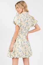 Load image into Gallery viewer, New Summer Floral Eyelet Zipper Front Puff Sleeve Mini Dress For Women – Elegant, Trendy and Chic Floral Eyelet Mini Dress with Puff Sleeves