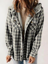 Load image into Gallery viewer, Plaid Snap Down Plush Hooded Jacket Soft & Warm Women Outerwear Cozy And Comfortable Jacket