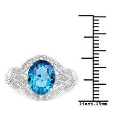 Load image into Gallery viewer, 3.26 Carat Genuine London Blue Topaz & White Diamond .925 Sterling Silver Ring