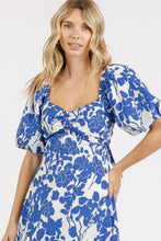 Load image into Gallery viewer, New Summer Cutout Back Floral Sweetheart Neck Puff Sleeve Dress – Unique, Romantic and Trendy Floral Dress with Puff Sleeves and Cutout Back