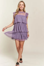Load image into Gallery viewer, Layered Ruffled Cap Sleeve Mesh Dress For Women – Romantic Mesh Dress with Lace & Ruffled Layers for Elegant Parties & Special Events