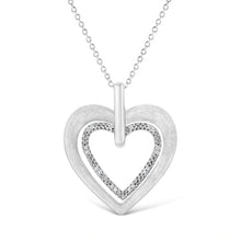 将图片加载到图库查看器,.925 Sterling Silver Prong-Set Diamond Accent Double Heart 18" Pendant Necklace (I-J Color, I1-I2 Clarity)