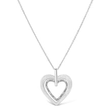 将图片加载到图库查看器,.925 Sterling Silver Prong-Set Diamond Accent Double Heart 18" Pendant Necklace (I-J Color, I1-I2 Clarity)