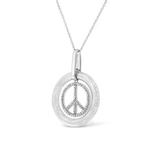 Load image into Gallery viewer, Matte Finish .925 Sterling Silver Diamond Accent Dancing Peace Sign 18" Pendant Necklace (I-J Color, I1-I2 Clarity)