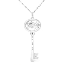 Load image into Gallery viewer, .925 Sterling Silver Diamond Accent Virgo Zodiac Key 18" Pendant Necklace (K-L Color, I1-I2 Clarity)