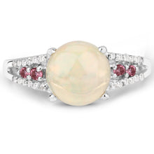 Load image into Gallery viewer, 2.05 Carat Genuine Ethiopian Opal, Pink Tourmaline and White Topaz .925 Sterling Silver Ring