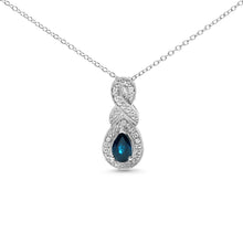 Load image into Gallery viewer, .925 Sterling Silver 6x4mm Pear Sapphire and Diamond Accent Infinity Drop 18" Pendant Necklace (H-I Color, SI1-SI2 Clarity)