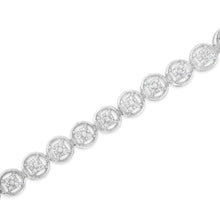将图片加载到图库查看器,14K Rose Gold Over .925 Sterling Silver 1/4 Cttw Diamond 7" Open Circle Wheel Link Tennis Bracelet (I-J Color, I2-I3 Clarity)