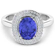 Load image into Gallery viewer, 2.02 Carat Genuine Tanzanite and White Diamond 14K White Gold Ring