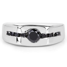 Load image into Gallery viewer, 0.74 Carat Genuine Black Diamond .925 Sterling Silver Ring