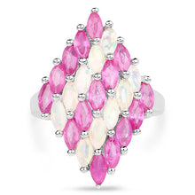 Load image into Gallery viewer, 2.95 Carat Genuine Ethiopian Opal and Ruby .925 Sterling Silver Ring