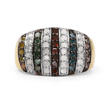 Load image into Gallery viewer, 14K Yellow Gold Plated 0.84 Carat Genuine Multi Diamond .925 Sterling Silver Ring