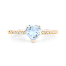 Load image into Gallery viewer, 0.65 Carat Genuine Aquamarine and White Diamond 14K Yellow Gold Ring