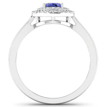 Load image into Gallery viewer, 0.91 Carat Genuine Tanzanite and White Diamond 14K White Gold Ring