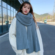 Load image into Gallery viewer, Winter Simple Soft Colorful Knitted Wool Scarf Solid Warm Scarves Lightweight Casual Couple Muffler Striped Elegant Hijab Cashmere Scarf Neck Scarf Christmas Gift For Women